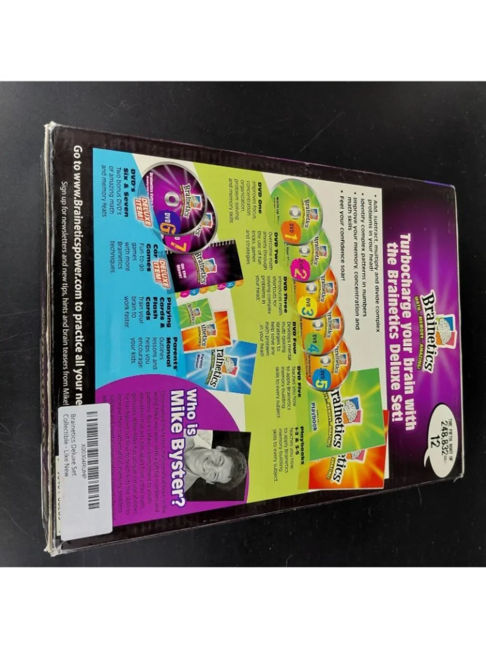 Brainetics Deluxe Set Math Memory Learning DVDs 1-7 Playbooks Kit Cards Ages 9+